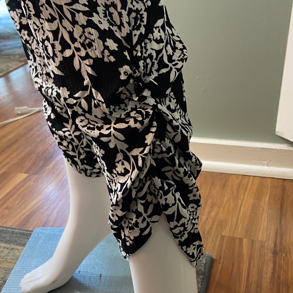 Boom Boom Jeans Rayon Gauze Floral Black White Tapered Pants XLarge XL Loose Fit - Picture 2 of 8